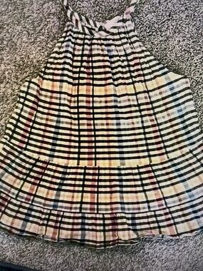 LOFT Plaid Halter Skater Top in Black, White & Red